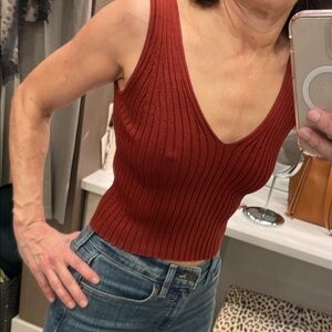 Madewell burnt orange crop sweater